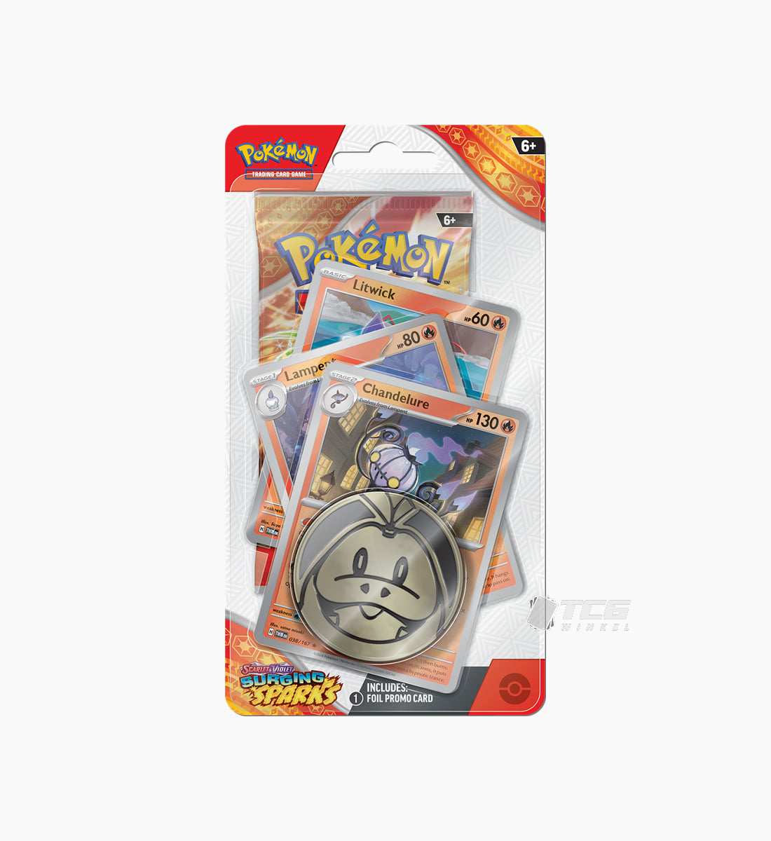 Pokémon TCG Scarlet & Violet Surging Sparks Premium Checklane Blister Chandelure